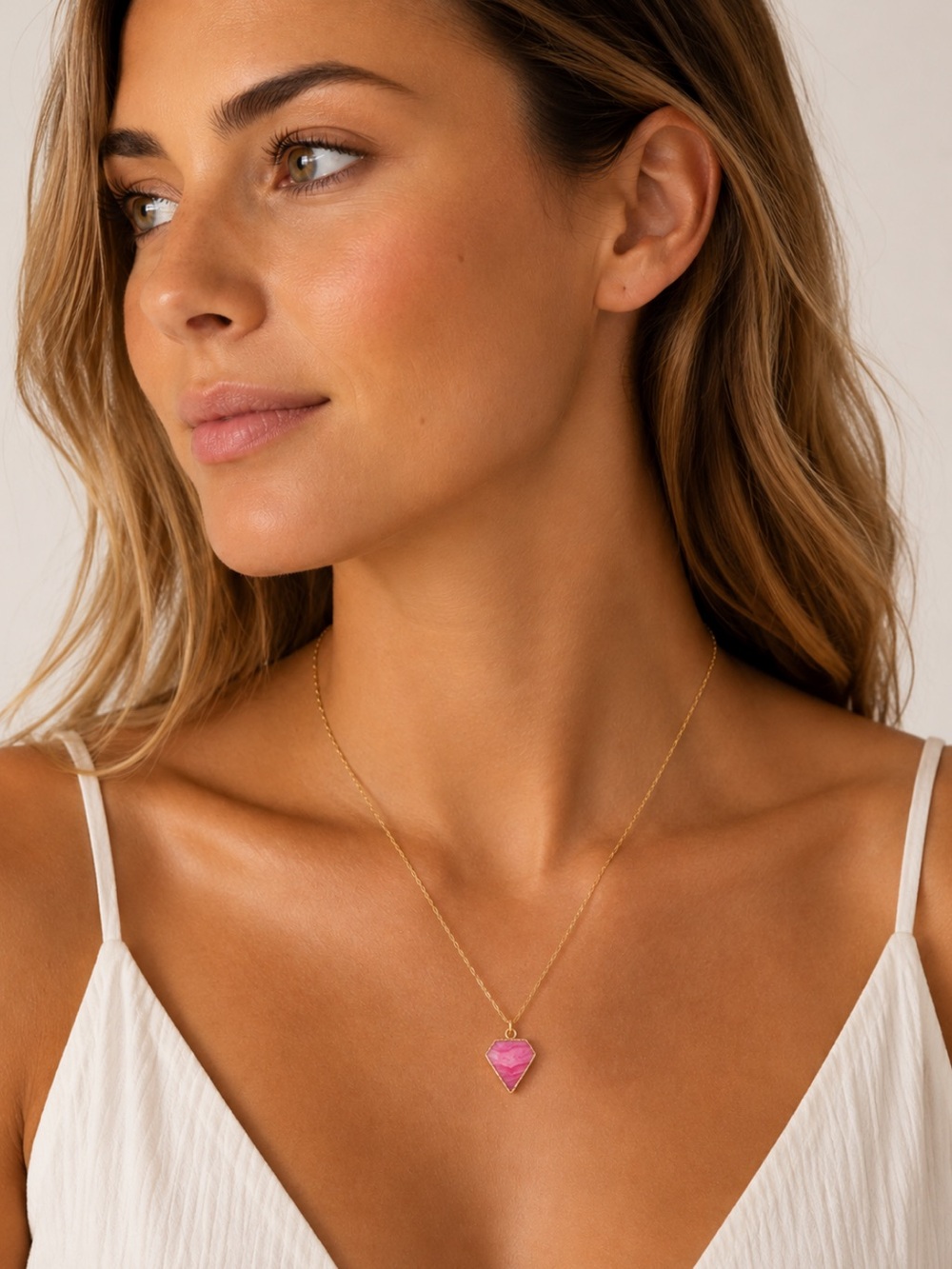 Rhodochrosite Gold Necklace